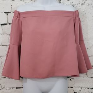Topshop pink feminine off shoulder top